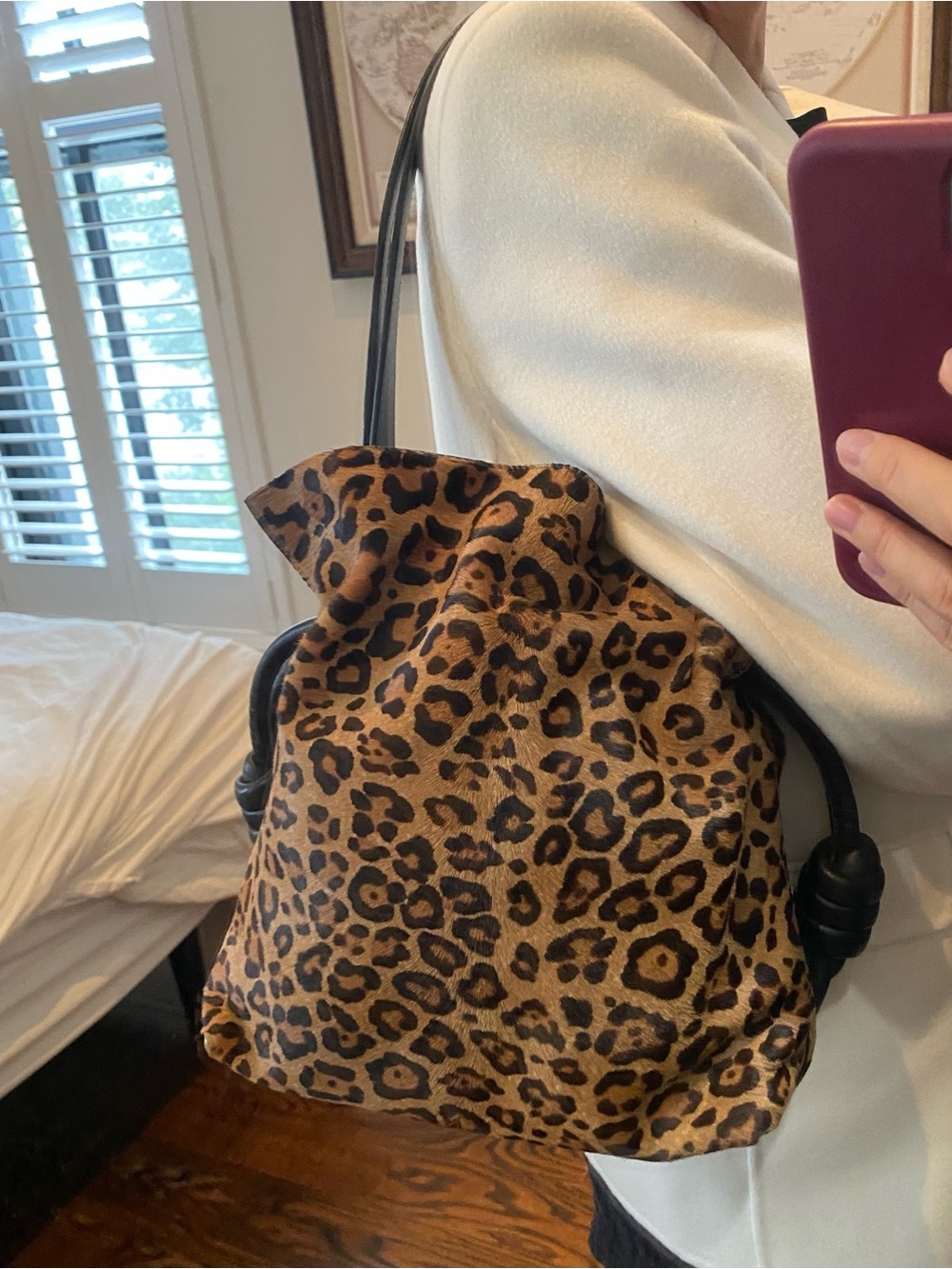 LOEWE Authentic! Leopard Pony Hair Flamenco Knot Bag